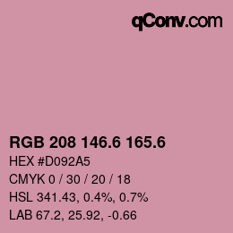 カラーコード: RGB 208 146.6 165.6 | qconv.com