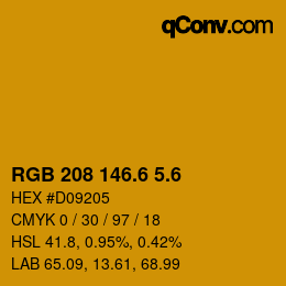 カラーコード: RGB 208 146.6 5.6 | qconv.com