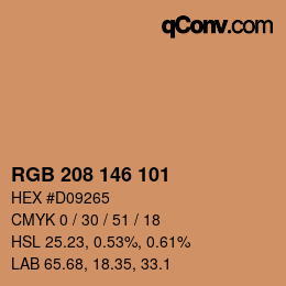 Color code: RGB 208 146 101 | qconv.com