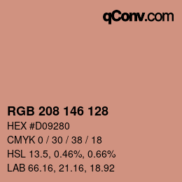 Color code: RGB 208 146 128 | qconv.com
