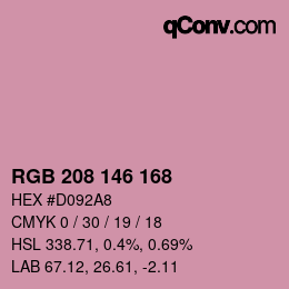 Color code: RGB 208 146 168 | qconv.com
