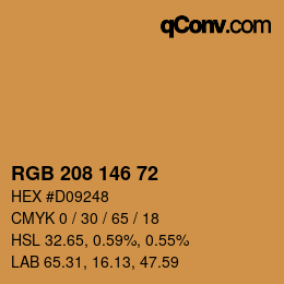 Color code: RGB 208 146 72 | qconv.com