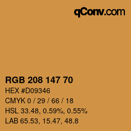 颜色代码: RGB 208 147 70 | qconv.com