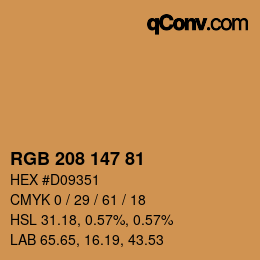 Color code: RGB 208 147 81 | qconv.com