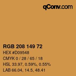 Código de color: RGB 208 149 72 | qconv.com