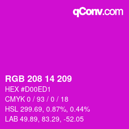 カラーコード: RGB 208 14 209 | qconv.com