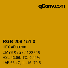 Color code: RGB 208 151 0 | qconv.com