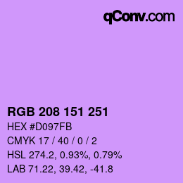 Color code: RGB 208 151 251 | qconv.com