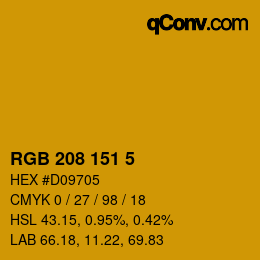 Color code: RGB 208 151 5 | qconv.com