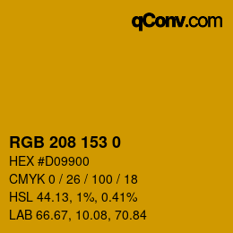 Color code: RGB 208 153 0 | qconv.com