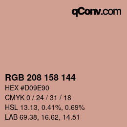 颜色代码: RGB 208 158 144 | qconv.com