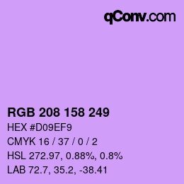 Color code: RGB 208 158 249 | qconv.com