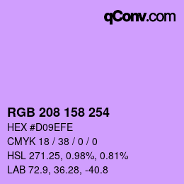 カラーコード: RGB 208 158 254 | qconv.com