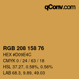 Color code: RGB 208 158 76 | qconv.com