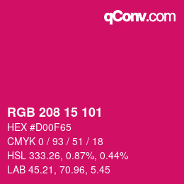 Color code: RGB 208 15 101 | qconv.com