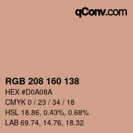 Color code: RGB 208 160 138 | qconv.com