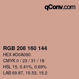 Color code: RGB 208 160 144 | qconv.com