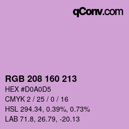 Color code: RGB 208 160 213 | qconv.com