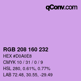 Color code: RGB 208 160 232 | qconv.com