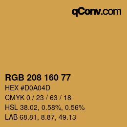 Color code: RGB 208 160 77 | qconv.com