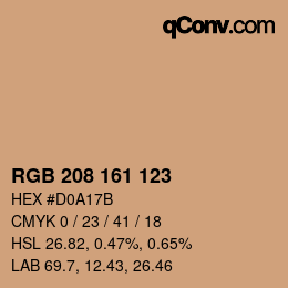 Color code: RGB 208 161 123 | qconv.com