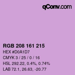 カラーコード: RGB 208 161 215 | qconv.com