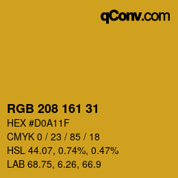Color code: RGB 208 161 31 | qconv.com