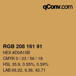 Color code: RGB 208 161 91 | qconv.com