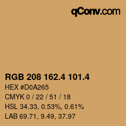 カラーコード: RGB 208 162.4 101.4 | qconv.com