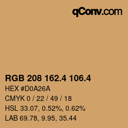 カラーコード: RGB 208 162.4 106.4 | qconv.com