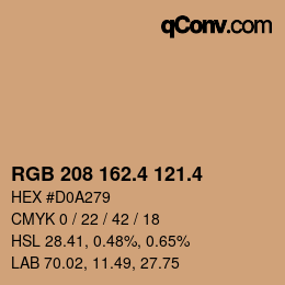 カラーコード: RGB 208 162.4 121.4 | qconv.com