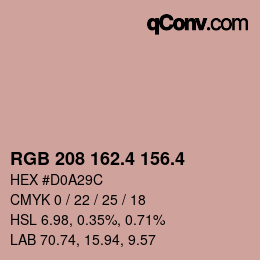 カラーコード: RGB 208 162.4 156.4 | qconv.com