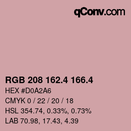 カラーコード: RGB 208 162.4 166.4 | qconv.com