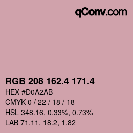 カラーコード: RGB 208 162.4 171.4 | qconv.com