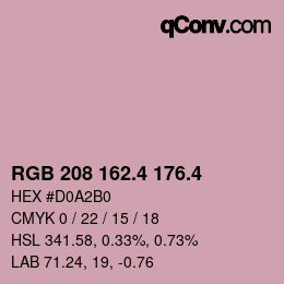 カラーコード: RGB 208 162.4 176.4 | qconv.com