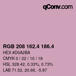 カラーコード: RGB 208 162.4 186.4 | qconv.com
