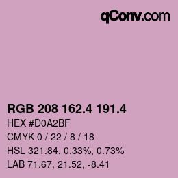 カラーコード: RGB 208 162.4 191.4 | qconv.com