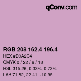 カラーコード: RGB 208 162.4 196.4 | qconv.com