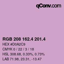 カラーコード: RGB 208 162.4 201.4 | qconv.com