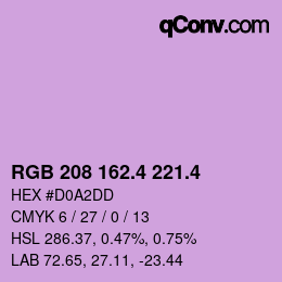 カラーコード: RGB 208 162.4 221.4 | qconv.com