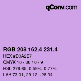 カラーコード: RGB 208 162.4 231.4 | qconv.com