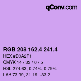 カラーコード: RGB 208 162.4 241.4 | qconv.com