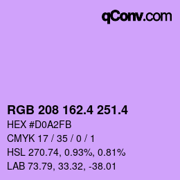 カラーコード: RGB 208 162.4 251.4 | qconv.com