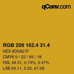 カラーコード: RGB 208 162.4 31.4 | qconv.com