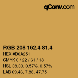 カラーコード: RGB 208 162.4 81.4 | qconv.com