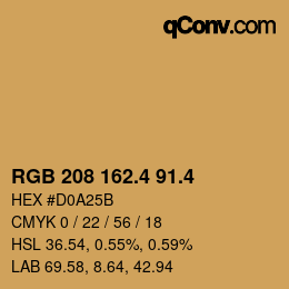 カラーコード: RGB 208 162.4 91.4 | qconv.com