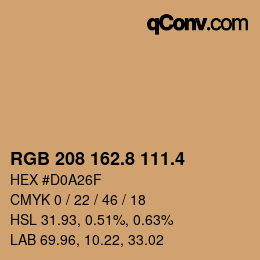 カラーコード: RGB 208 162.8 111.4 | qconv.com