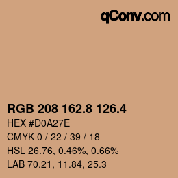 カラーコード: RGB 208 162.8 126.4 | qconv.com
