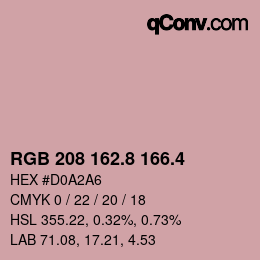 カラーコード: RGB 208 162.8 166.4 | qconv.com