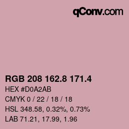 カラーコード: RGB 208 162.8 171.4 | qconv.com